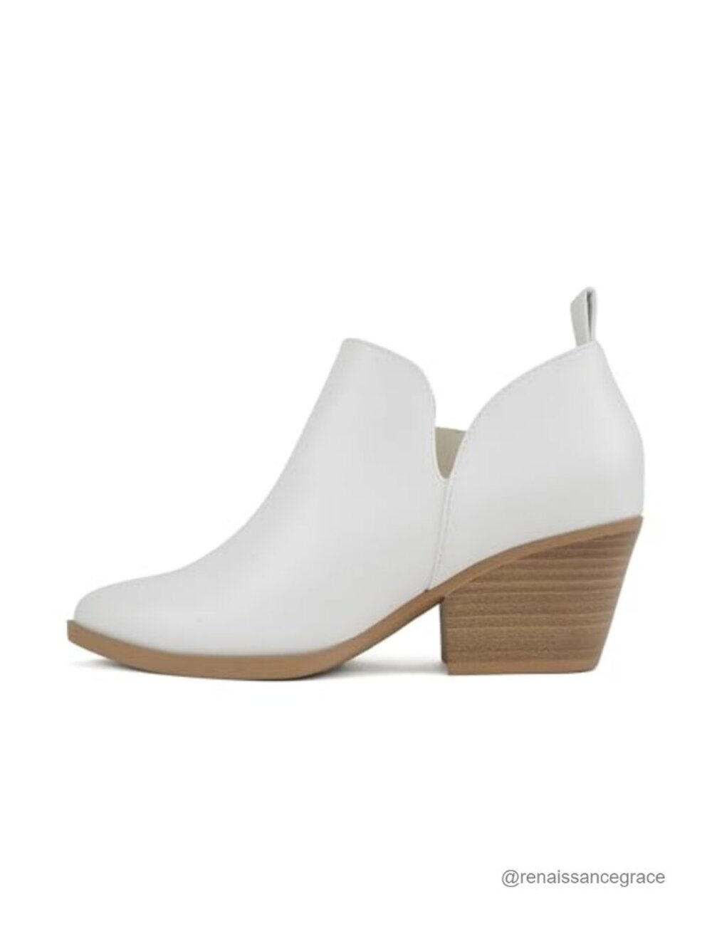 Women's Pointed Toe V-Cut Stacked Chunky Low Heel Ankle Bootie Side Zip